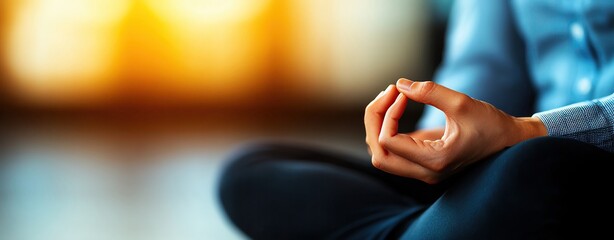 Calm hand gesture symbolizing mindfulness and inner peace during meditation.