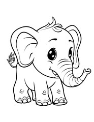 Obraz premium Cute Cartoon Baby Elephant Illustration for Coloring Book Pages