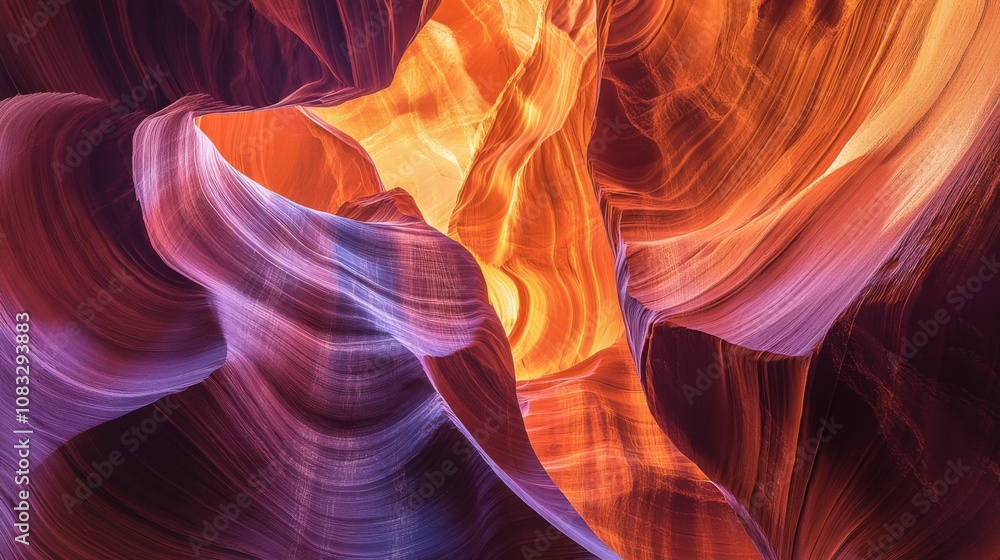 Poster a surreal image of a labyrinthine network of slot canyons illuminated by sunlight filtering through 