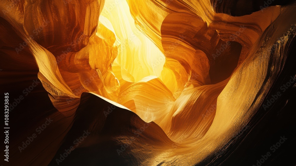 Poster A surreal image of a labyrinthine network of slot canyons illuminated by sunlight filtering through narrow openings, Slot canyon labyrinth scene, Surreal style