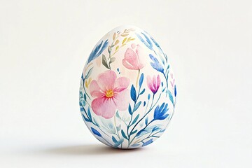 Easter Egg with Watercolor Floral Design