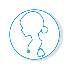 medical woman icon line art style