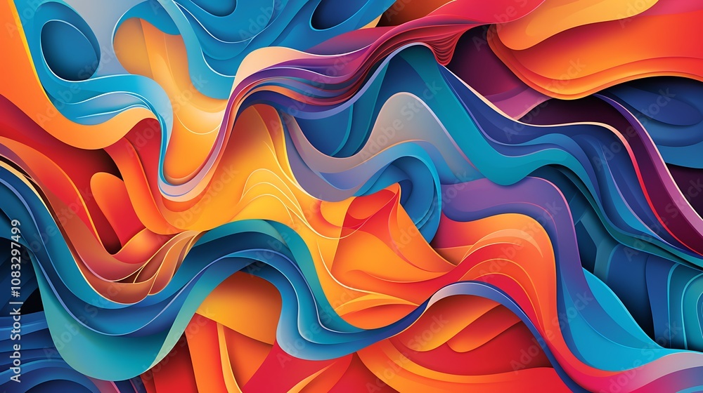 Poster abstract background with vibrant and flowing color waves.
