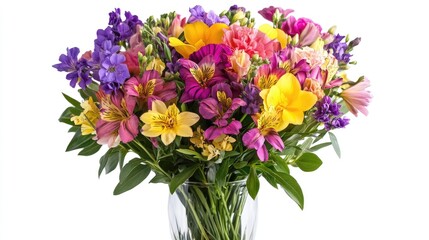 Obraz premium Colorful Floral Arrangement in a Glass Vase