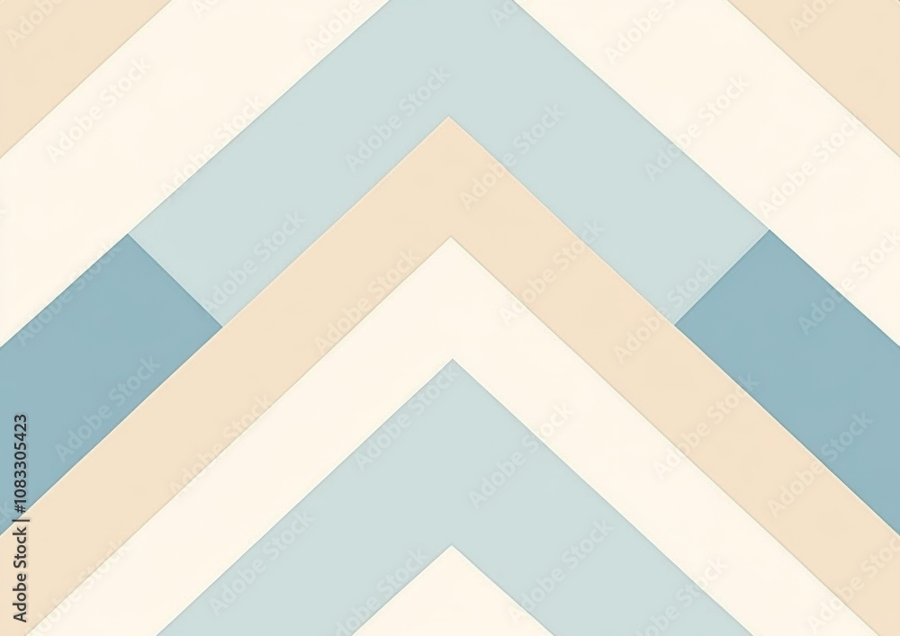 Poster minimalist geometric pattern with blue, beige, and white colors featuring simple lines and angular s