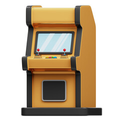 Retro Arcade 3D Illustration Isolated Transparent Background