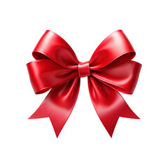 A Stylish red ribbon with a bow on a transparent background, PNG file