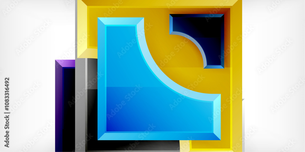 Poster Geometric design abstract background - circles and triangles