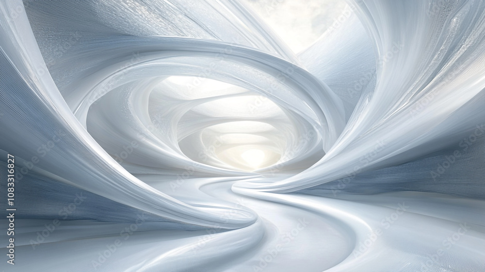 Aufkleber abstract white tunnel with smooth curves and soft lighting in a serene environment