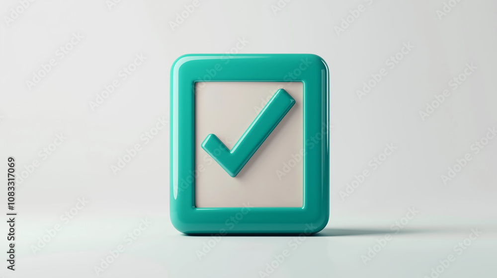 Poster green check mark symbolizing validation in a rounded square frame