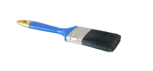 Blue paint brush on white background.