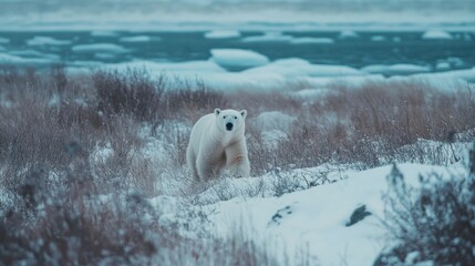 Fototapeta premium An awe-inspiring view of the polar bears in Churchill, Canada, Wildlife scene