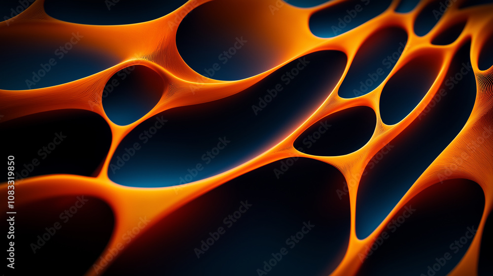 Aufkleber Orange bionic membrane creating holes on dark background