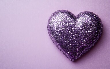 Fototapeta premium A heart made of glitter is on a purple background