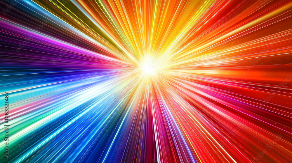 Aufkleber bright starburst expanding with colorful rays of light