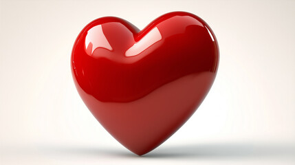 Fototapeta premium Glossy red heart representing love and romance on white background