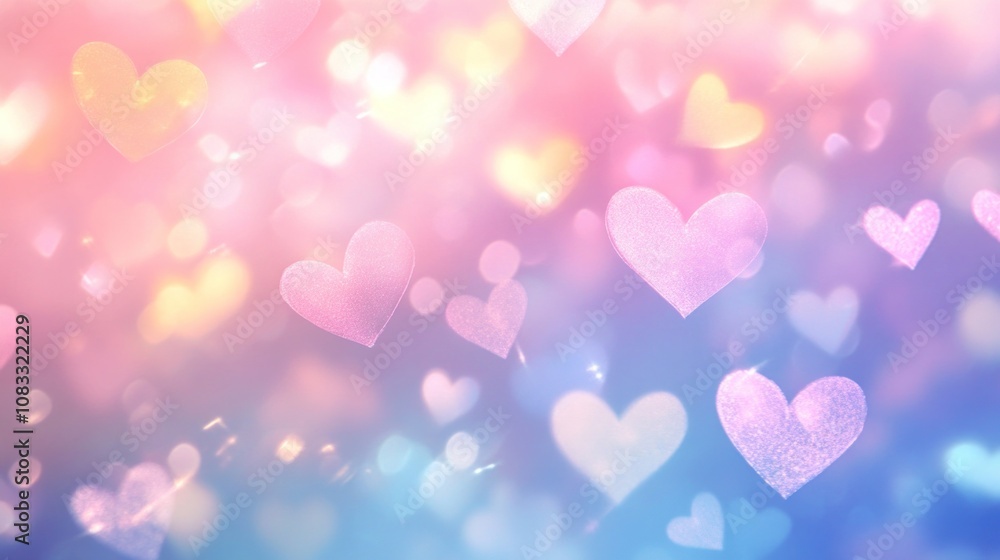 Poster soft pastel background with abstract hearts and spring colors adding fresh touch. pastel background 