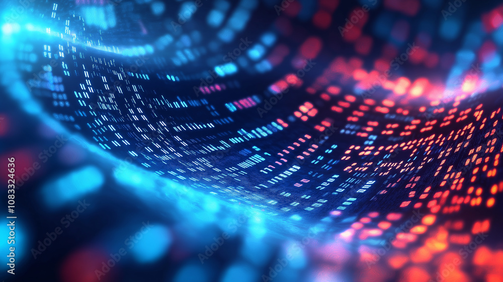 Poster Digital data stream flowing through cyberspace in futuristic style