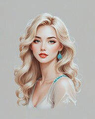 Fototapeta premium portrait of a woman with hair illustrative portrait of a pretty girl for a hairdressing salon.
