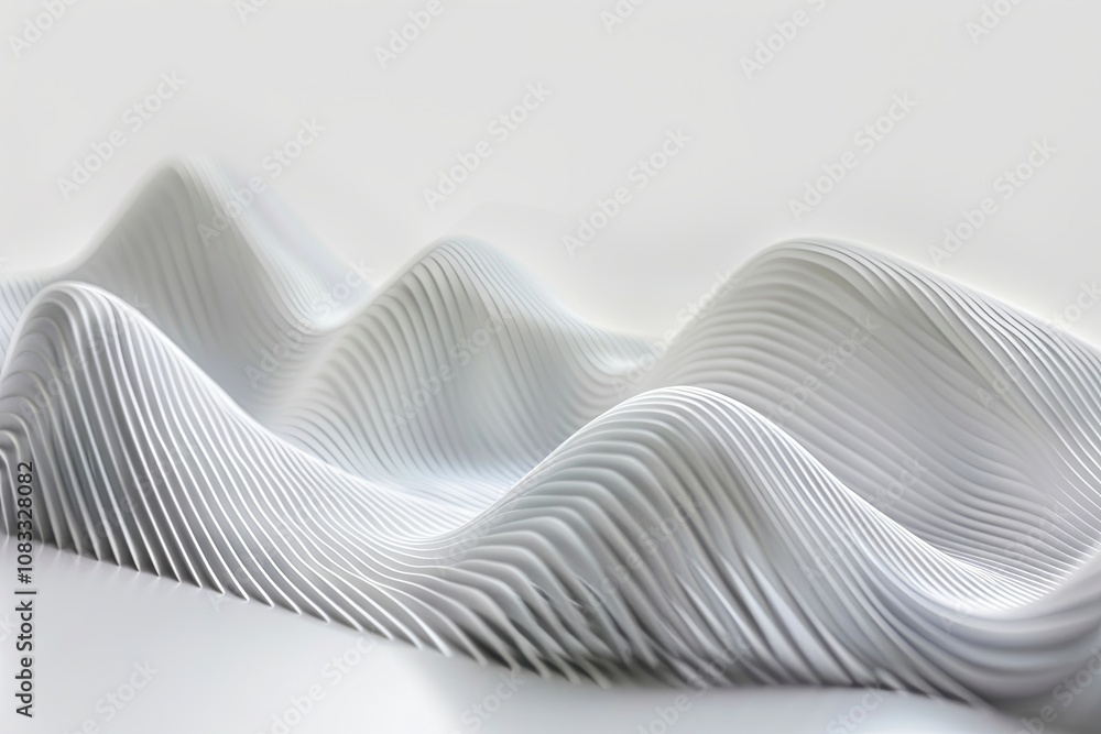 Poster flowing white waves of texture create a serene pattern on a clean surface emphasizing design and min