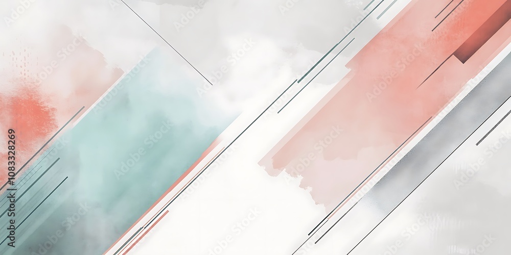 Poster abstract watercolor background with diagonal lines and color splashes