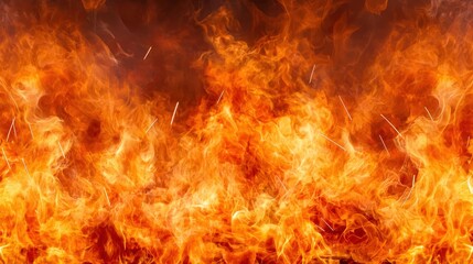 Fototapeta premium intense flame spark dramatic fire scene concept. Intense flames raging against a dark background, creating a fiery atmosphere.