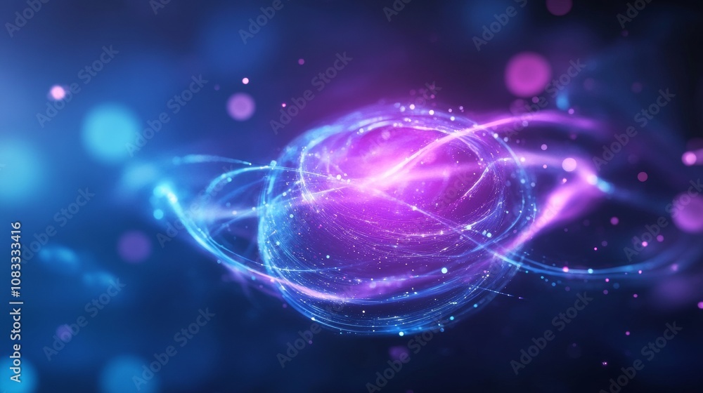 Poster vibrant abstract background with swirling light trails and colorful bokeh effect for creative and ar