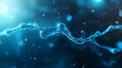 Abstract Visualization of Molecular Structures in a Blue and Aqua Color Palette, Representing Science, Technology, and Innovation in a Dynamic Environment