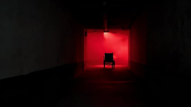 flickering red lights filmed high quality 4K resolution fear ghost background concept evil dirty decaying game interior light terrifying suspense shadow hallucinogen psycho frightened shock undead