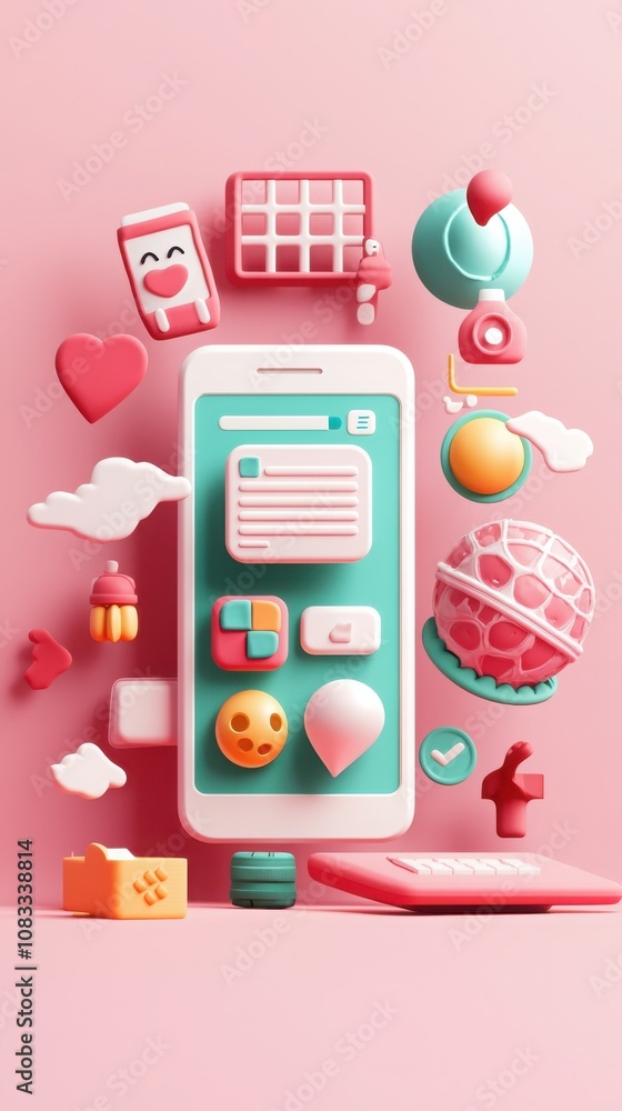 Poster interactive educational app digital realm 3d render playful environment close-up innovative learning
