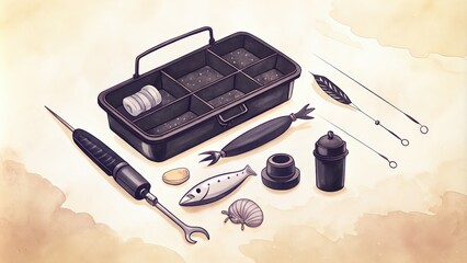 A Black Storage Box Filled with Tools and Accessories