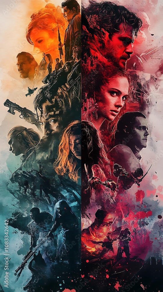 Poster stylized movie visual display dynamic movie visual display with stylized characters