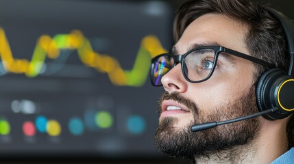 Cybersecurity professional analyzing data office environment digital analytics close-up view technology insights