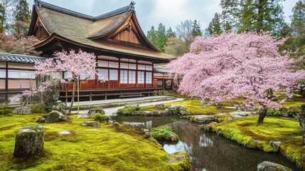 Fototapeta premium The ethereal beauty of cherry blossoms in Kyoto, Japan, Floral scene