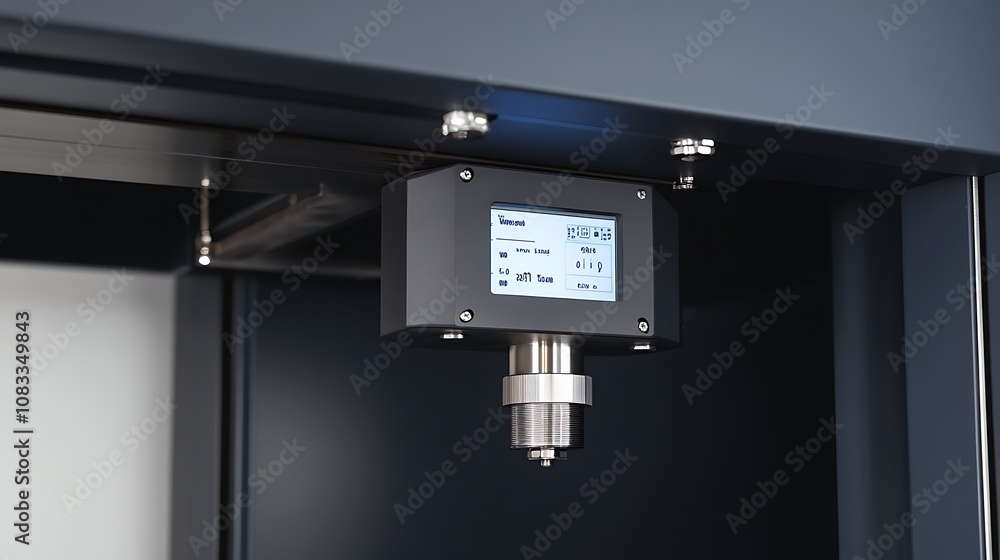 Poster a digital display attached to a machine, likely for monitoring or control purposes.