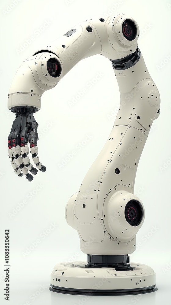 Poster robotic arm designed for precision tasks in industrial applications.