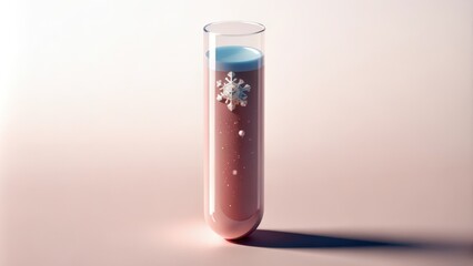 A Test Tube Filled With Blue Liquid and a White Snowflake