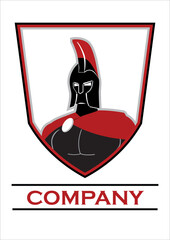 warrior logo, black sparta warrior head on white shield