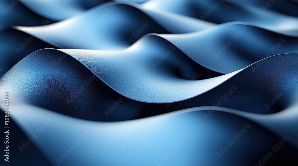 Poster smooth blue waves creating a serene texture in a dynamic pattern under soft light during the afterno