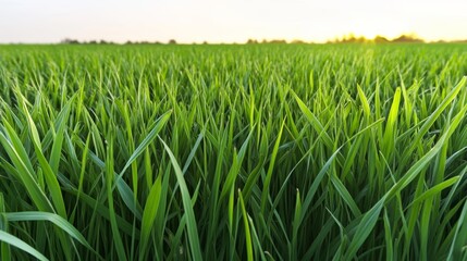 Obraz premium Abstract natural backgrounds green grass in sunset light Copy space