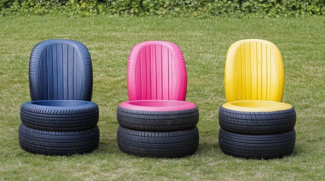 Old tires that are used to make chairs for beautiful views and can also help reduce the waste from tires that are discarded in various places because they can be reused in the form of daily use
