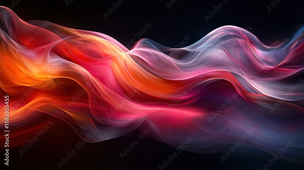 Poster colorful abstract waves blend seamlessly to create a mesmerizing visual display of light and motion 