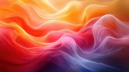 Obraz premium Colorful abstract waves of light blend together creating a vibrant, dynamic effect in warm and cool tones