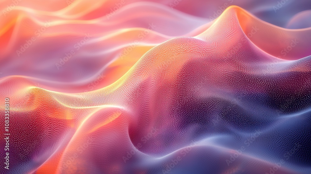 Poster colorful abstract waves showcasing a blend of textures and hues in soft, flowing patterns reminiscen
