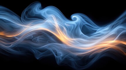 Fototapeta premium Ethereal blue and orange smoke patterns swirling in the darkness creating a mesmerizing visual effect perfect for artistic backgrounds