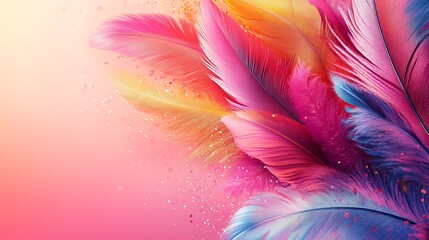 Obraz premium Colorful feather display abstract art digital creation vibrant background close-up beauty and elegance
