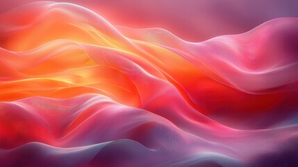 Obraz premium Colorful abstract waves of fabric flow gracefully in warm tones, creating a soothing visual effect during the early evening