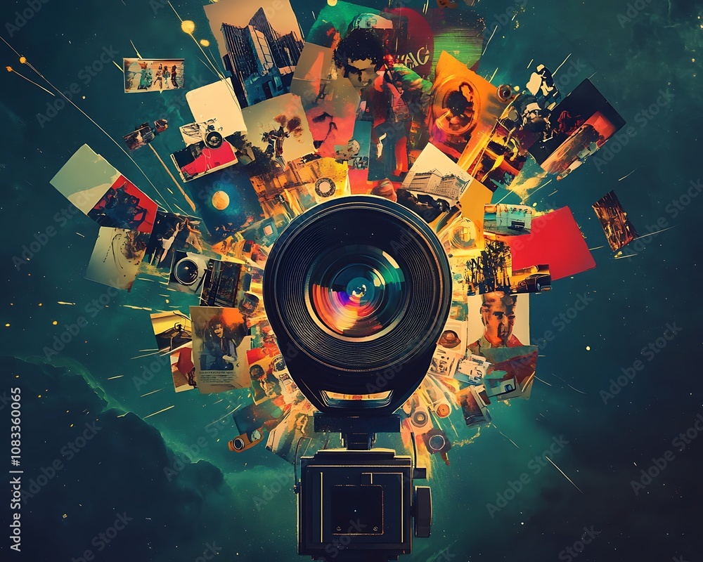 Poster stylized movie visual display abstract visual display of stylized movie imagery