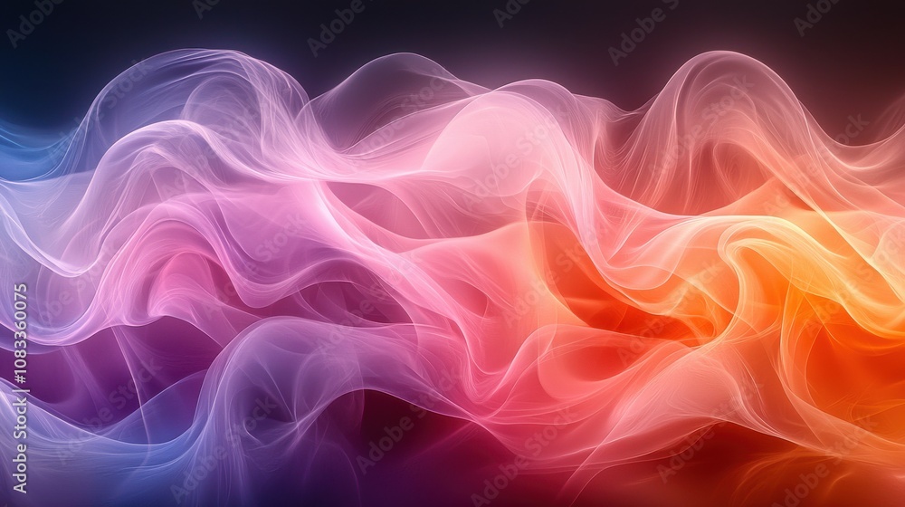 Poster colorful abstract waves of smoke blending together in a fluid motion creating a mesmerizing artistic