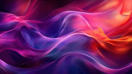 Obraz premium Colorful abstract waves of silk fabric flowing gracefully in shades of purple, pink, and orange creating a mesmerizing visual experience
